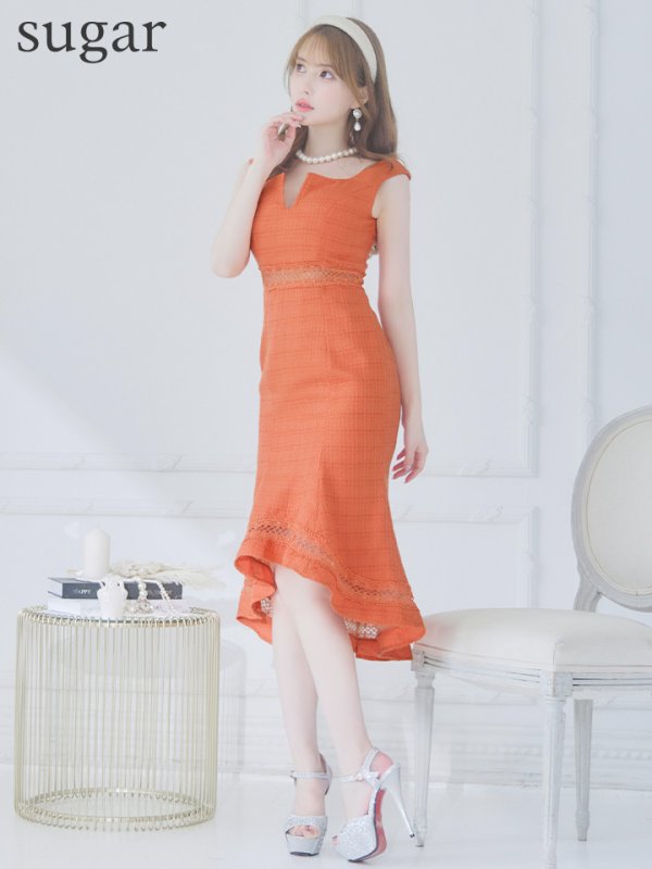 画像6: Lサイズあり【JEAN MACLEAN/ジャンマクレーン】シンプル/ ワンカラー/ ツイード/ ノースリーブ/ マーメイド/ 膝丈/ ミディアムドレス/ キャバドレス【HC02】