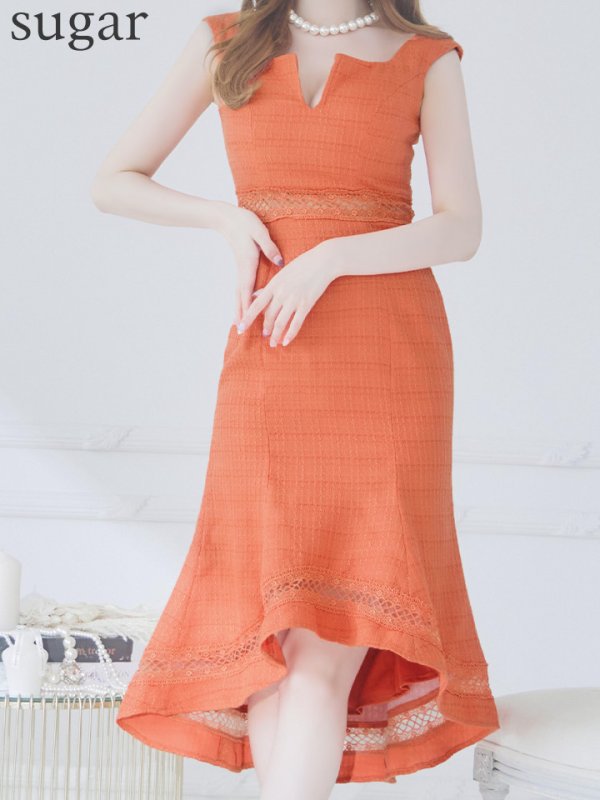 画像7: Lサイズあり【JEAN MACLEAN/ジャンマクレーン】シンプル/ ワンカラー/ ツイード/ ノースリーブ/ マーメイド/ 膝丈/ ミディアムドレス/ キャバドレス【HC02】