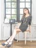 画像4: XS-Lサイズあり【IRMA/イルマ】千鳥柄/ フロントジップ/ 七分袖/ 袖あり/ ウエストカット/ タイト/ ミニドレス/ キャバドレス[OF2A]