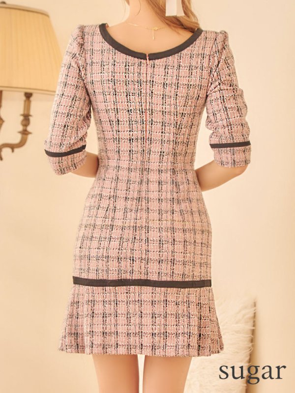 画像10: sugarオリジナルカラー・XSサイズあり【IRMA/イルマ】ラメニット/ ツイード/ フロントジップ/ ポケットデザイン/ 袖付き/ ミニドレス/ キャバドレス【HC02】