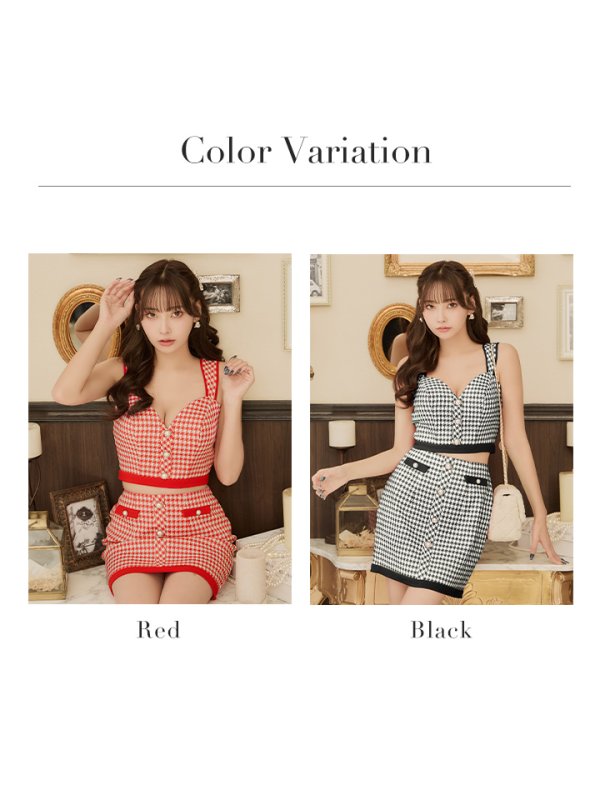 画像20: XSサイズあり【IRMA/イルマ】セットアップ/ 千鳥柄/ パール/ ノースリーブ/ タイト/ ミニドレス/ キャバドレス【HC02】