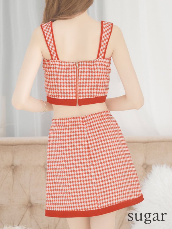 画像9: XSサイズあり【IRMA/イルマ】セットアップ/ 千鳥柄/ パール/ ノースリーブ/ 台形スカート/ ミニドレス/ キャバドレス【HC02】