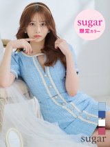 sugarオリジナルカラー・XSサイズあり【IRMA/イルマ】ツイード/ カットアウト/ 半袖/ 袖あり/ ボタンデザイン/ タイト/ ミニドレス/ キャバドレス[OF2A]【一部予約商品/7月上旬-7月中旬発送予定】