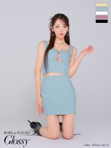XSサイズあり【ROBE de FLEURS Glossy/ローブ・ド・フルール グロッシー】バストリボン/ ストレッチ/ ワッフル/ セットアップ/ ミニドレス/ キャバドレス[OF2]
