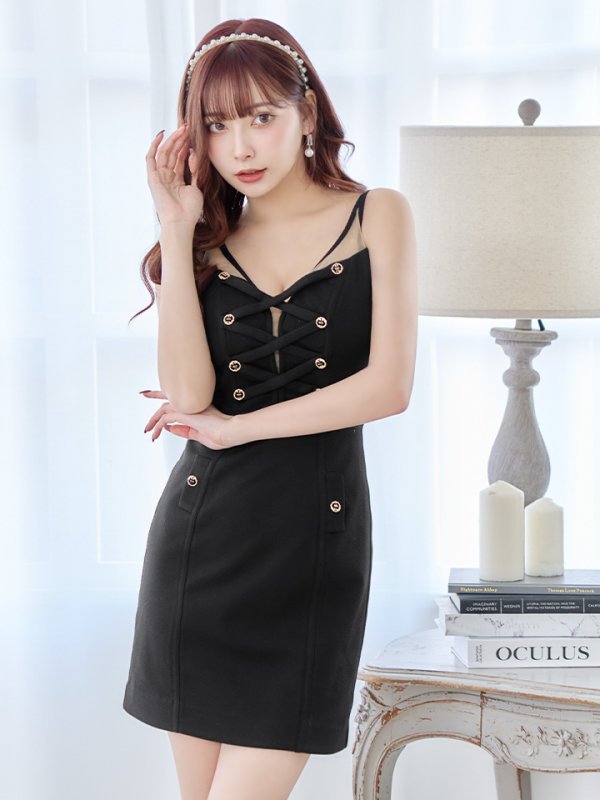 画像9: XSサイズあり【IRMA/イルマ】シンプル/ ワンカラー/ バストクロス/ ノースリーブ/ ストレッチ/ タイト/ ミニドレス/ キャバドレス【HC02】