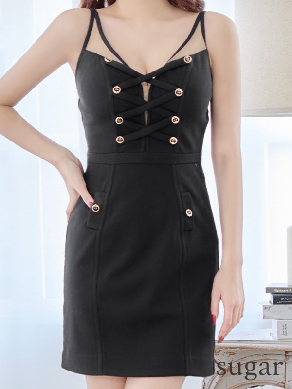 画像11: XSサイズあり【IRMA/イルマ】シンプル/ ワンカラー/ バストクロス/ ノースリーブ/ ストレッチ/ タイト/ ミニドレス/ キャバドレス【HC02】