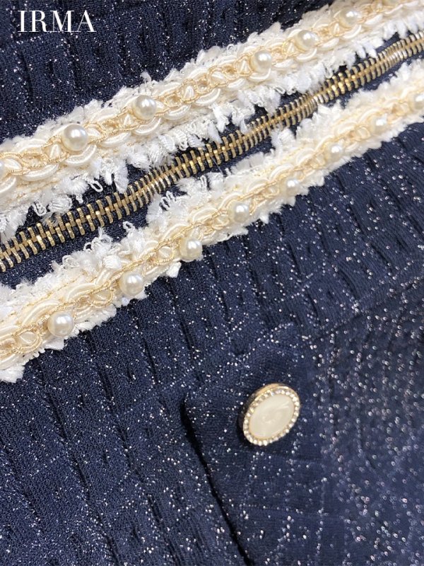 画像20: XSサイズあり【IRMA/イルマ】コサージュ付き/ フロントジップ/ ツイード/ 半袖/ 袖あり/ タイト/ ミニドレス/ キャバドレス【HC02】