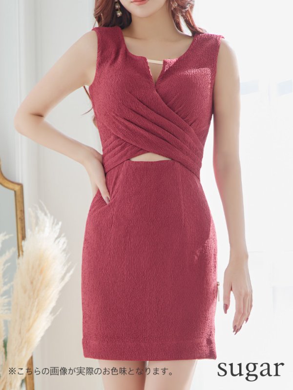 画像8: XSサイズあり【IRMA/イルマ】ワンカラー/ ウエストカット/ タック/ ノースリーブ/ タイト/ ミニドレス/ キャバドレス【HC02】