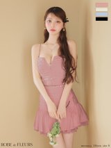 XSサイズあり【ROBE de FLEURS/ローブドフルール】サテン/ ビジュー/ レース/ フレア/ キャミソール/ ツーピース/ セットアップ/ ミニドレス/ キャバドレス[OF08]