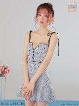 XSサイズあり【ROBE de FLEURS/ローブドフルール】ドットオーガンジー/ パイピング/ セミフレア/ ミニドレス/ キャバドレス[OF2]