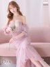 Lサイズあり【DEA.by ROBE de FLEURS/ディアバイローブドフルール】チェック/ フリルオフショル/ マーメイド/ セットアップ/ ロングドレス/ キャバドレス long　ピンク