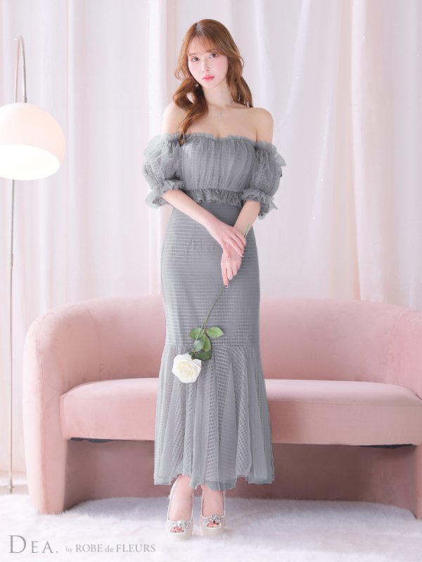 画像5: Lサイズあり【DEA./ディア】チェック/ フリルオフショル/ マーメイド/ セットアップ/ ロングドレス/ キャバドレス long[OF08]