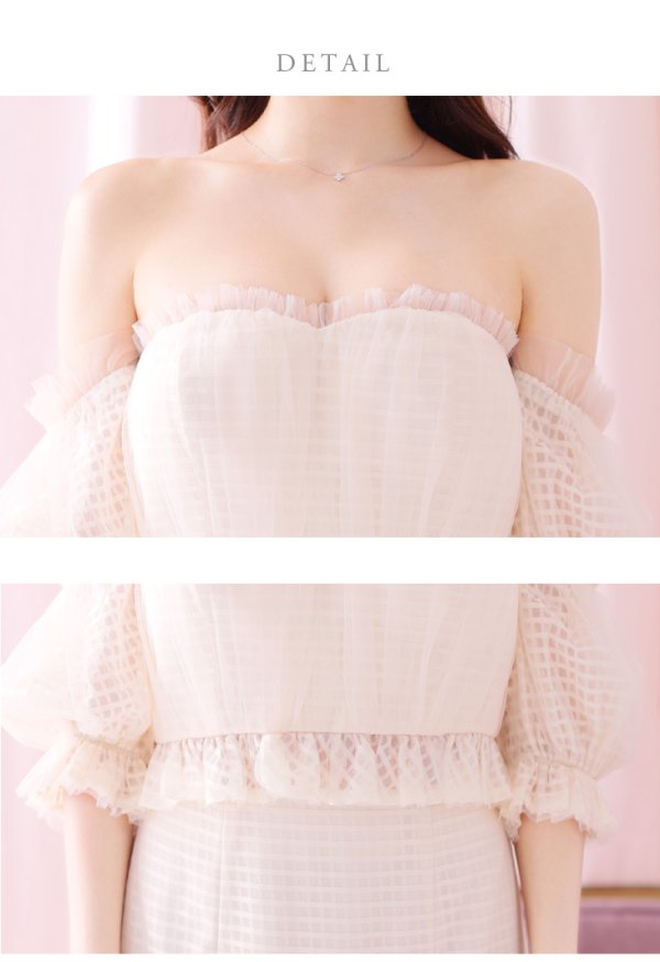 画像13: Lサイズあり【DEA./ディア】チェック/ フリルオフショル/ マーメイド/ セットアップ/ ロングドレス/ キャバドレス long[OF08]