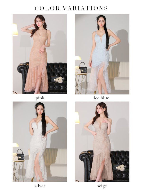 画像30: 【Glossy/グロッシー】バック編み上げ/ スリット/ スパークリーラメ/ ミモレ丈/ ミディアム丈/ ミディアムドレス/ キャバドレスlong[OF08]