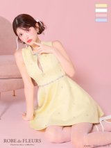 XSサイズあり【ROBE de FLEURS/ローブドフルール】リボンビジュー/ バストカット/ フレア/ ミニドレス/ キャバドレス[OF2]【一部予約商品/6月上旬発送予定】