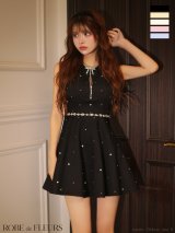 XSサイズあり【ROBE de FLEURS/ローブドフルール】リボンビジュー/ バストカット/ フレア/ ミニドレス/ キャバドレス[OF08]【一部予約商品/10月中旬発送予定】