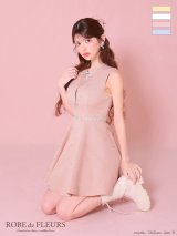 XSサイズあり【ROBE de FLEURS/ローブドフルール】リボンビジュー/ バストカット/ フレア/ ミニドレス/ キャバドレス[OF2]【一部予約商品/6月上旬発送予定】