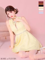 XSサイズあり【ROBE de FLEURS/ローブドフルール】リボンビジュー/ バストカット/ フレア/ ミニドレス/ キャバドレス[OF08]【一部予約商品/10月中旬発送予定】