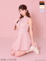 XSサイズあり【ROBE de FLEURS/ローブドフルール】リボンビジュー/ バストカット/ フレア/ ミニドレス/ キャバドレス[OF08]【一部予約商品/10月中旬発送予定】