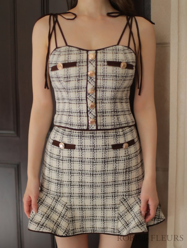 画像16: 【XSサイズあり】【ROBE de FLEURS/ローブドフルール】ツイード/ ボタン/ クラシカル/ セットアップ/ ミニドレス/ キャバドレス[OF08]