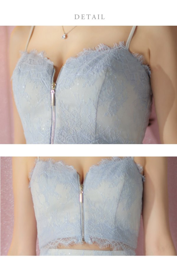 画像11: 【ROBE de FLEURS/ローブドフルール】マーメイド/ レース/ オーガンジー/ フロントジップ/ キャミソール/ セットアップ/ ロングドレス/ キャバドレス[OF08]