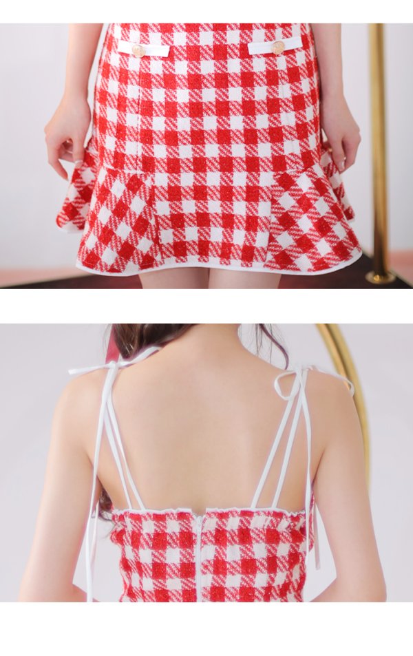 画像34: ROBE de FLEURS × sugar【XSサイズあり】【ROBE de FLEURS/ローブドフルール】メリーチェック/ キャミソール/ ツイード/ セットアップ/ ミニドレス/ キャバドレス[OF08]