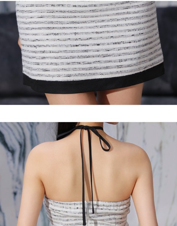 画像14: XSサイズあり【Glossy/グロッシー】ボーダー/ パイピング/ バストジップ/ タイト/ セットアップ/ ミニドレス/ キャバドレス[OF08]