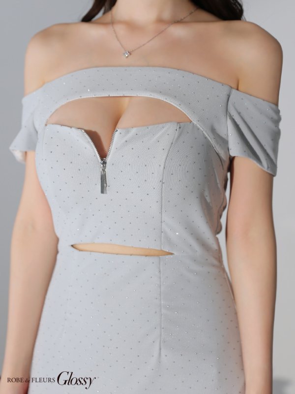 画像15: XSサイズあり【Glossy/グロッシー】バスト＆ウエストカット/ スタッズ/ オフショル/ ミニドレス/ キャバドレス[OF08]