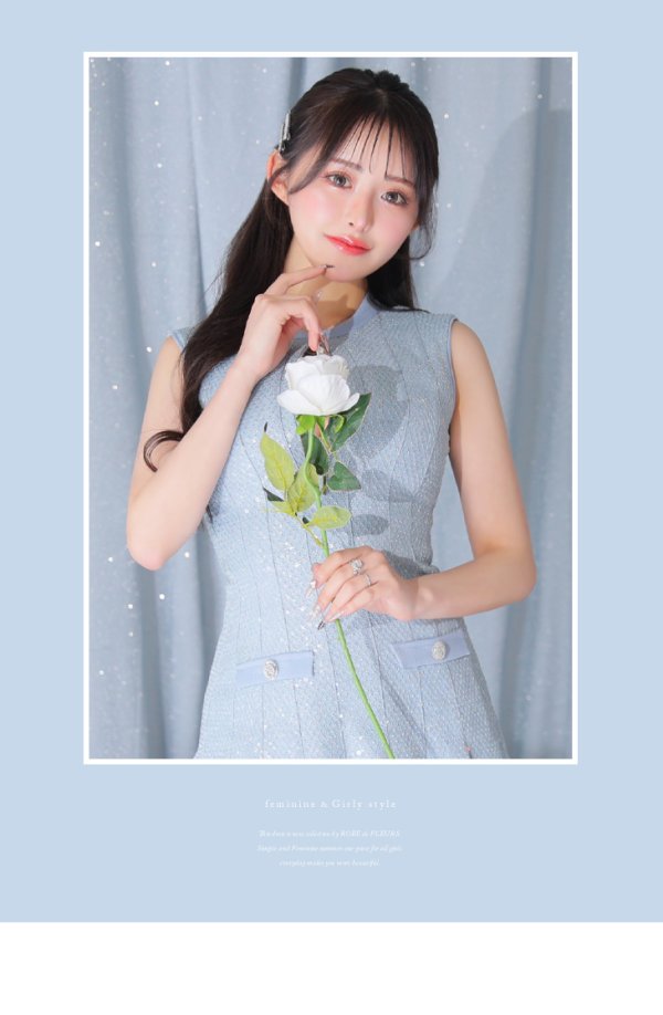 画像25: XSサイズあり【ROBE de FLEURS/ローブドフルール】ノースリーブ/ バストジッパー/ スパンコール/ プリーツ/ フレア/ ミニドレス/ キャバドレス[OF08]