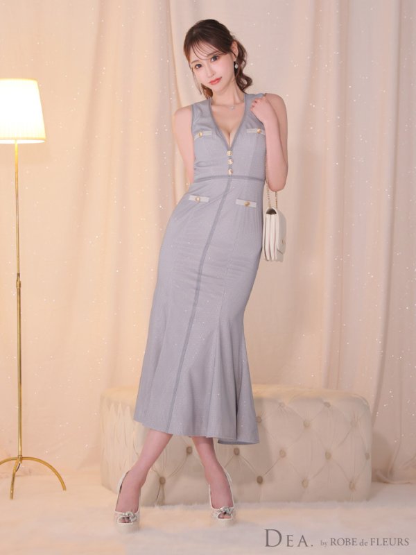 画像28: Lサイズあり【DEA./ディア】マーメイド/ ゴールドボタン/ サマー/ ラメ/ ノースリーブ/ フレア/ ワンピース/ ロングドレス/ キャバドレス long[OF08]