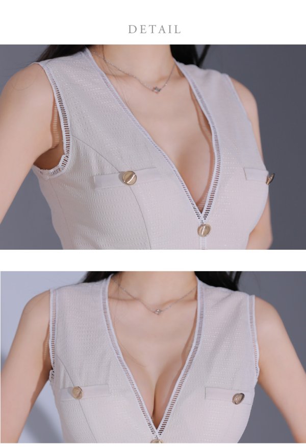 画像17: Lサイズあり【DEA./ディア】マーメイド/ ゴールドボタン/ サマー/ ラメ/ ノースリーブ/ フレア/ ワンピース/ ロングドレス/ キャバドレス long[OF08]