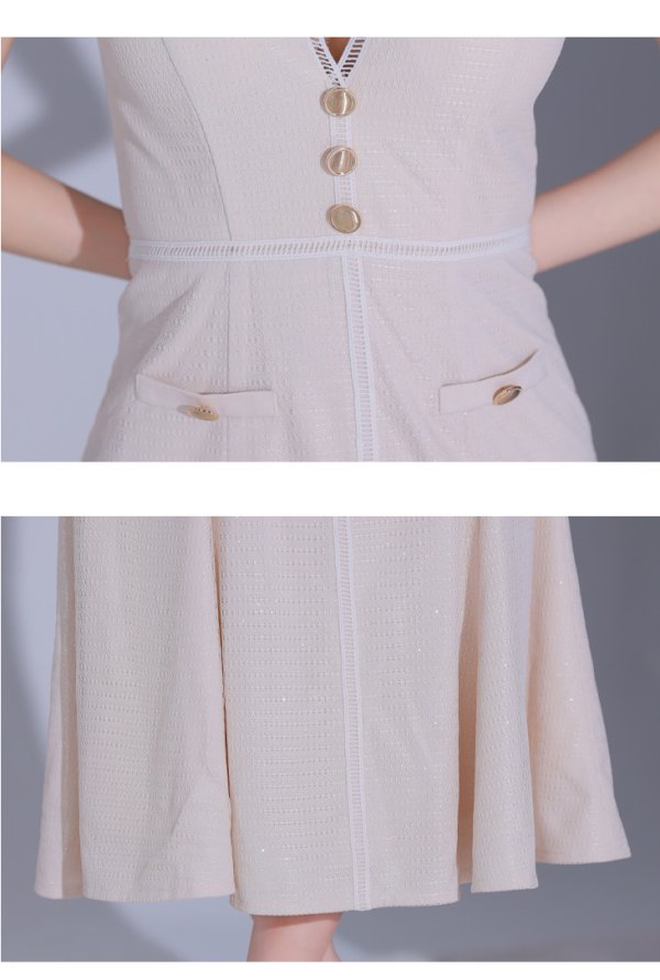 画像18: Lサイズあり【DEA./ディア】マーメイド/ ゴールドボタン/ サマー/ ラメ/ ノースリーブ/ フレア/ ワンピース/ ロングドレス/ キャバドレス long[OF08]