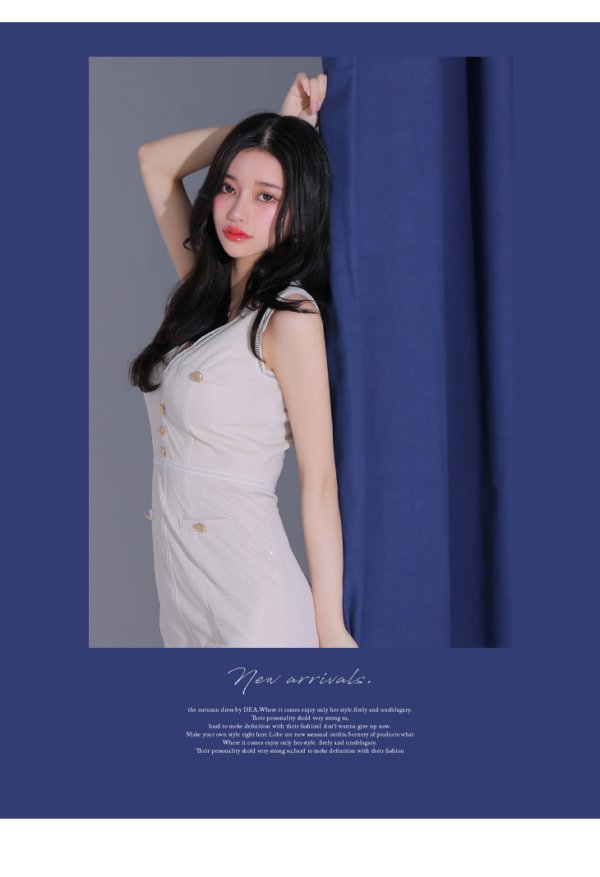 画像15: Lサイズあり【DEA./ディア】マーメイド/ ゴールドボタン/ サマー/ ラメ/ ノースリーブ/ フレア/ ワンピース/ ロングドレス/ キャバドレス long[OF08]