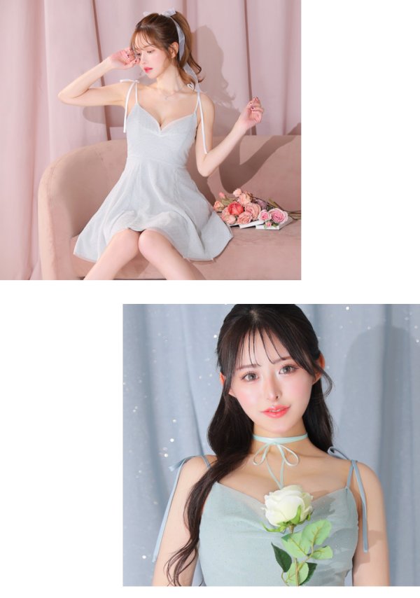 画像25: XSサイズあり【ROBE de FLEURS/ローブドフルール】ショルダーリボン/ スプリングツイード/ プリティ/ フレア/ ミニドレス/ キャバドレス[OF08]