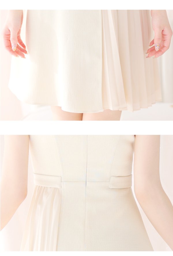 画像19: Lサイズあり【DEA./ディア】ノースリーブ/ ウエストボタン/ スイッチプリーツ/ フレア/ ミディアムドレス/ キャバドレス[OF08]