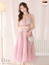 Lサイズあり【DEA.by ROBE de FLEURS/ディアバイローブドフルール】バストビジュー/ ペプラム/ ロングオーガンジー/ フレア/ ミディアムドレス/ キャバドレス[OF2]