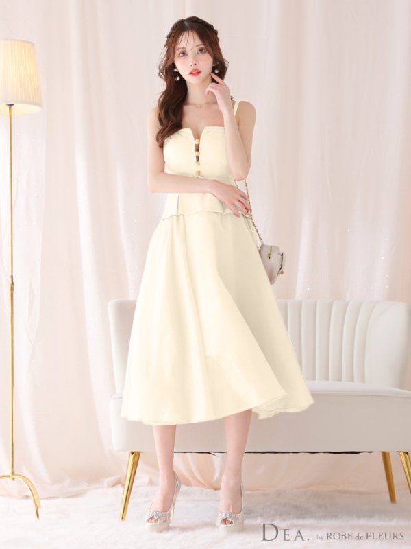 画像26: Lサイズあり【DEA./ディア】バストビジュー/ ペプラム/ ロングオーガンジー/ フレア/ ミディアムドレス/ キャバドレス[OF08]