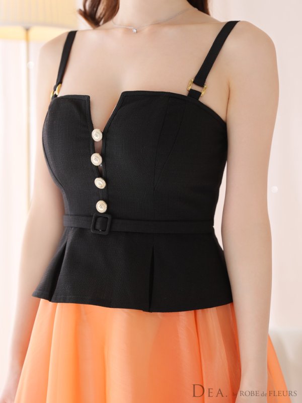 画像17: Lサイズあり【DEA./ディア】バストビジュー/ ペプラム/ ロングオーガンジー/ フレア/ ミディアムドレス/ キャバドレス[OF08]