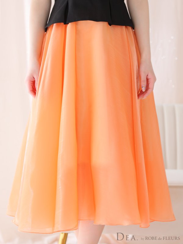 画像18: Lサイズあり【DEA./ディア】バストビジュー/ ペプラム/ ロングオーガンジー/ フレア/ ミディアムドレス/ キャバドレス[OF08]