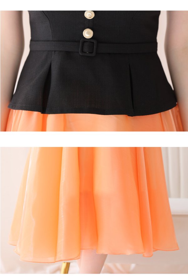 画像20: Lサイズあり【DEA./ディア】バストビジュー/ ペプラム/ ロングオーガンジー/ フレア/ ミディアムドレス/ キャバドレス[OF08]