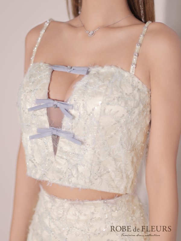 画像12: XSサイズあり【ROBE de FLEURS/ローブドフルール】フェザーレース/ ミニリボン/ セットアップ/ タイト/ ミニドレス/ キャバドレス[OF08]