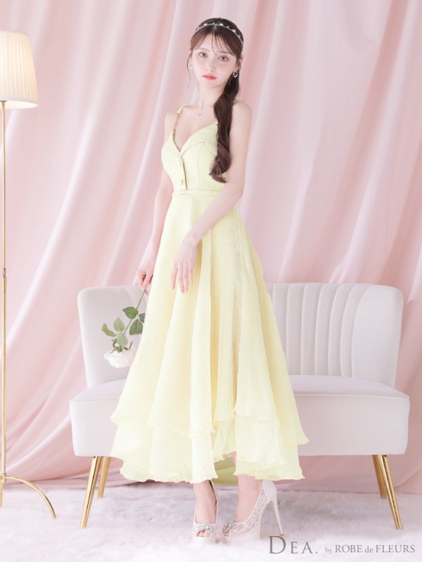 画像18: Lサイズあり【DEA./ディア】サマーツイード/ ティアード/ フレア/ オーガンジー/ キャミソール/ ワンピース/ ロングドレス/ キャバドレス long[OF08]