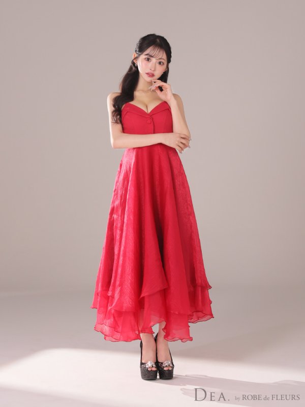 画像11: Lサイズあり【DEA./ディア】サマーツイード/ ティアード/ フレア/ オーガンジー/ キャミソール/ ワンピース/ ロングドレス/ キャバドレス long[OF08]