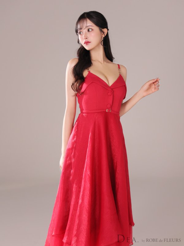 画像12: Lサイズあり【DEA./ディア】サマーツイード/ ティアード/ フレア/ オーガンジー/ キャミソール/ ワンピース/ ロングドレス/ キャバドレス long[OF08]