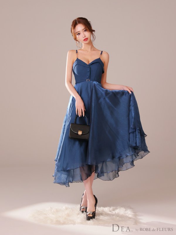 画像15: Lサイズあり【DEA./ディア】サマーツイード/ ティアード/ フレア/ オーガンジー/ キャミソール/ ワンピース/ ロングドレス/ キャバドレス long[OF08]