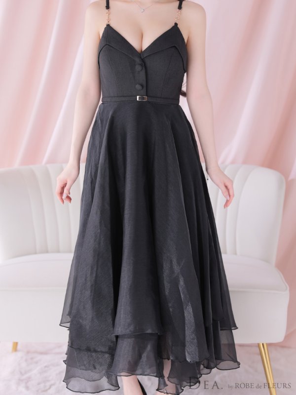 画像15: Lサイズあり【DEA./ディア】サマーツイード/ ティアード/ フレア/ オーガンジー/ キャミソール/ ワンピース/ ロングドレス/ キャバドレス long[OF08]