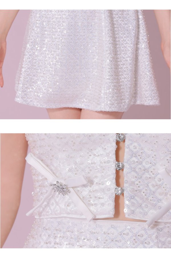 画像31: 【みな/関西コレクション着用】sugarコラボカラー・XSサイズあり【ROBE de FLEURS/ローブドフルール】サイドミニリボン/ スパンコール/ グロウ/ セットアップ/ フレア/ ミニドレス/ キャバドレス[OF08]