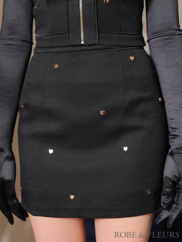 画像24: XSサイズあり【ROBE de FLEURS/ローブドフルール】ハートスタッズ/ バストジップ/ セットアップ/ タイト/ ミニドレス/ キャバドレス[OF08]