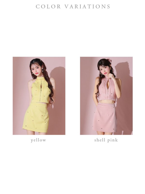 画像28: XSサイズあり【ROBE de FLEURS/ローブドフルール】ハートスタッズ/ バストジップ/ セットアップ/ タイト/ ミニドレス/ キャバドレス[OF08]