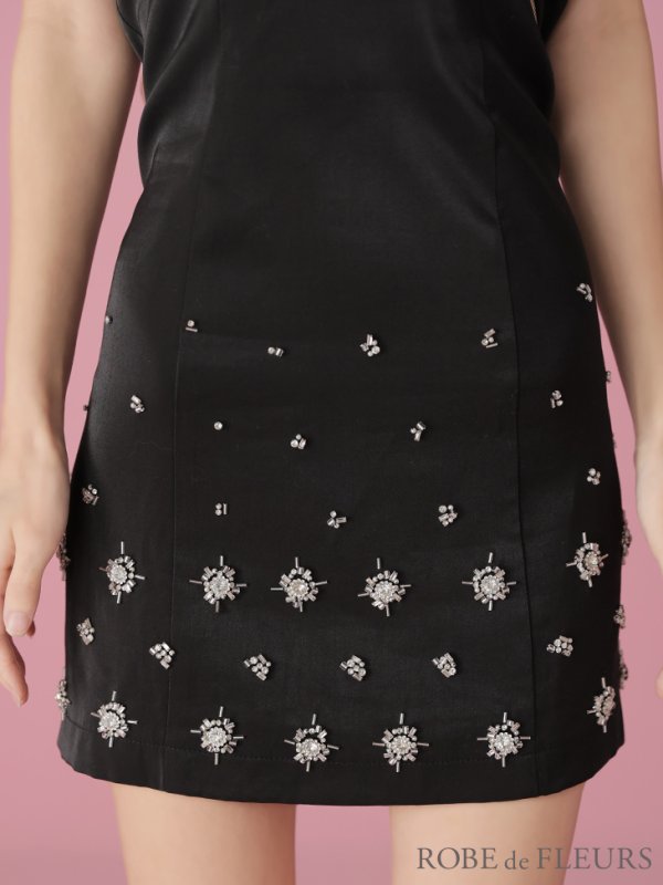 画像17: XSサイズあり【ROBE de FLEURS/ローブドフルール】サテンチュールリボン/ クロスネック/ タイト/ ミニドレス/ キャバドレス[OF08]